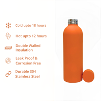 Bouteilles d'eau sportives à double paroi KZR, 500 ml, en acier inoxydable, design moderne, très vendues