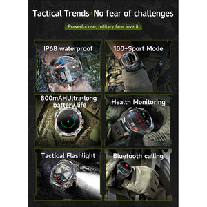 Reloj Deportivo Táctico HKSF V95 para Exteriores, Resistente al Agua IP68, Batería de 800 mAh, Linterna Táctica, Llamadas por Bluetooth, Monitoreo de Salud - Product Image 2