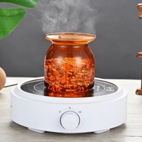 Pot de conservation en verre borosilicate transparent avec couvercle en liège, compatible micro-ondes et lave-vaisselle, 350 ml, pour céréales, thé, cuisson