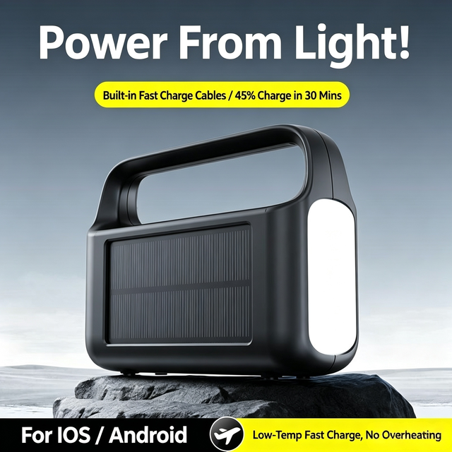 Solar Power Bank with Light, 100000mAh, 22.5W Fast Charging, Lithium Polymer, USB Port, Portable for Camping & Outdoor