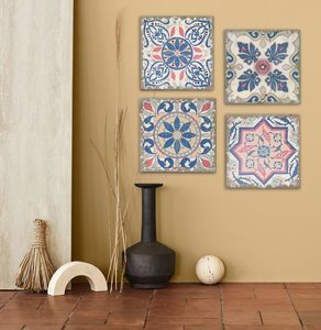 Juego de 4 Decoraciones de Pared de Madera Cuadradas Rústicas Vintage para la Sala de Estar del Hogar - Product Image 3