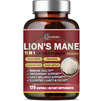 Complément en capsules LION'S MANE à marque privée OEM – Clarté cognitive, concentration, santé immunitaire, antioxydant, soutien quotidien au bien-être pour adultes