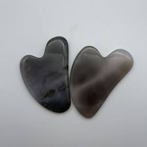 2024 gris Agate Gua Sha pierre 100% naturel gris Guasha Jade Logo personnalisé ensemble d'outils de grattage visage Gua Sha peigne beauté - Product Image 5