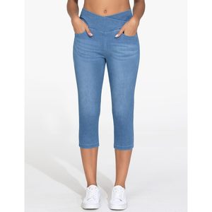 FOXA Jeggings en jean capri pour femme, effet ventre plat, coupe skinny, avec poches - Product Image 6