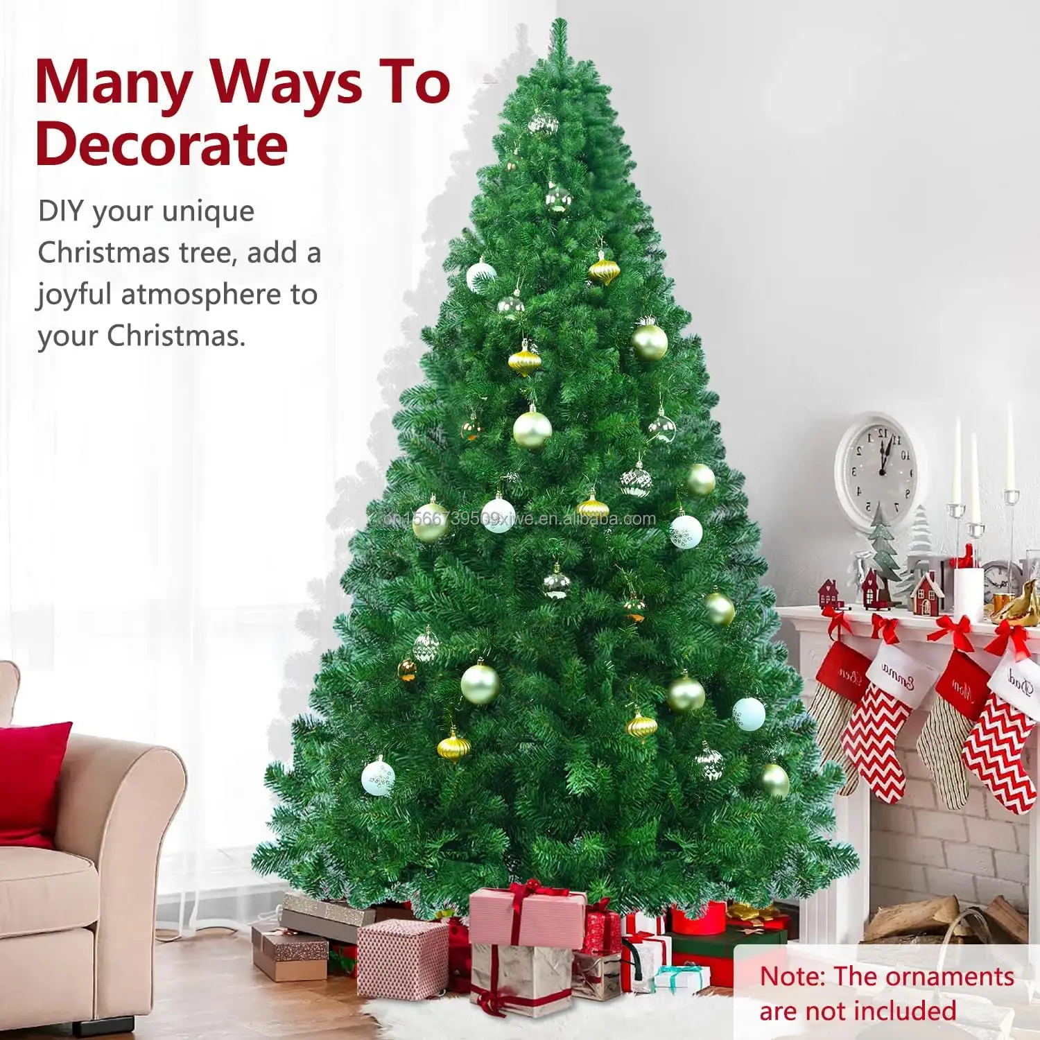 شجرة عيد الميلاد الصناعية من الكلوريد متعدد الفينيل بطول 210 سم من المصنع وتتميز بلون أخضر وهي شجرة عيد الميلاد على شكل قلم رصاص من الكلوريد متعدد الفينيل