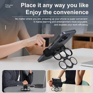 Nouveau support de téléphone à clip dorsal double anneau pour trois doigts, rotation à 360°, anti-stress, clic mécanique, support stable horizontal/vertical - Product Image 5