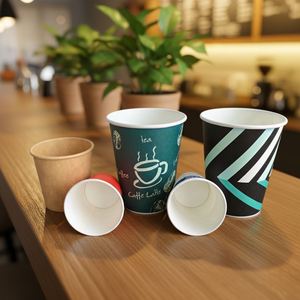 แก้วกาแฟกระดาษแบบใช้แล้วทิ้ง ย่อยสลายได้ ขนาด 8 ออนซ์ 16 ออนซ์ ดีไซน์ใหม่ พร้อมฝาปิด แก้วกระดาษแบบผนังเดียว แก้วกระดาษแบบนำกลับบ้าน - Product Image 6