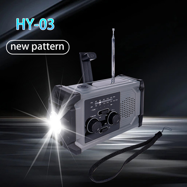 Portable Emergency Survival Radio Solar Hand Crank FM Weather Receiver Built in Flashlight Power Bank Outdoor Camping Gear