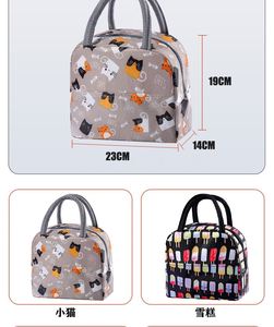 Large Capacity Korean Style Fresh Print Insulated Bag <b>Ice</b> <b>Pack</b> Printed Bento Bag Portable Handheld Lunch Bag in Stock - Product Image 2