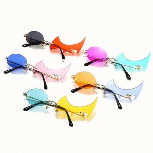 Lunettes de soleil unisexes vintage tendance 2021, verres transparents effet océan, forme flamme irrégulière, sans monture, protection UV400 - Product Image 5