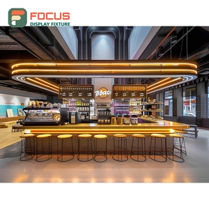 ตู้โชว์กาแฟแบบมืออาชีพ ประตูกระจกมีไฟ ชั้นวางสินค้า ตู้โชว์ร้านกาแฟ - Product Image 5