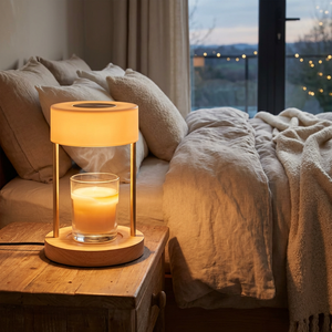 Lampada Scaldacandele Elettrica Estetica con Base in Legno Moderna, Bruciatore di Cera Sicuro Senza Fiamma per Arredamento Casa - Product Image 1