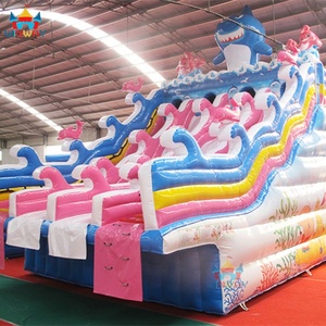 Hot Selling Residential Factory-customized PVC Outdoor Ocean-themed <b>Inflatable</b> Water Slides Shark Decorations Multiple Lanes - Product Image 4