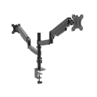 Support de bureau à ressort à gaz pour deux moniteurs 15-32 pouces avec bras articulé et monture complète VESA 75x75mm ou 100x100mm