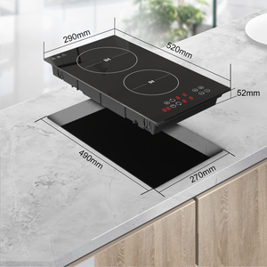 Table de cuisson à induction double de haute qualité 3500W, plaque de cuisson <span class=keywords><strong>électrique</strong></span> <span class=keywords><strong>Domino</strong></span> 2 zones, surface en verre, commande tactile, multifonction, encastrable - Product Image 4