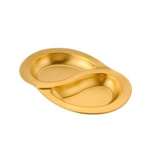 Plato de Aperitivos de Acero Inoxidable Dorado con Doble Rejilla, Apilable, Base Plana, Bandeja Dividida para Servir Aperitivos, Apto para Alimentos, Resistente al Óxido - Product Image 2