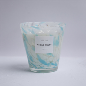 Vente en gros label privé cadeau bougie tasse en verre soufflé à la main parfum personnalisé 2 mèches de bougies parfumées en cire de soja - Product Image 4