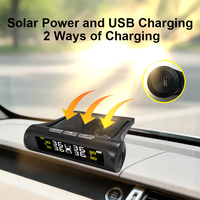 Sistem Pemantau Tekanan Ban Mobil Nirkabel TPMS dengan Layar LCD, Alarm Abnormal, Pengisian Daya Solar & USB, dan 4 Sensor Eksternal