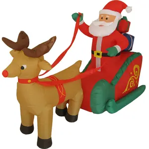 假日充气圣诞老人驯鹿雪橇圣诞装饰玩具