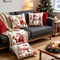 Housse de coussin de Noël en peluche douce avec imprimé personnalisé de rennes, bonhommes de neige, Père Noël et ours polaires, pour la décoration du canapé et du salon, vente en gros