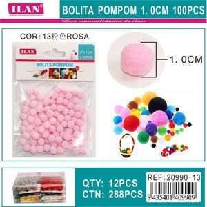 Palline Pompom Ilan 1.0 Cm Rosa 100 Pezzi Decorazioni Artigianali - Product Image 1