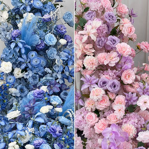Arche de fleurs artificielles en soie bleu roi en forme de lune - Décoration réaliste pour mariage et arrangement floral pour la rentrée scolaire - Product Image 5