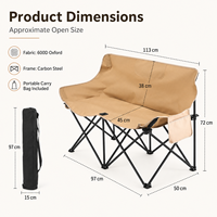 Chaise pliante en acier inoxydable pour 2 personnes, chaise de camping portable avec dossier pour pique-nique, plage, pêche, repas, randonnée