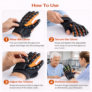 ถุงมือฟื้นฟูสมรรถภาพมือไฟฟ้า อุปกรณ์ฝึกนิ้วหุ่นยนต์สำหรับการบำบัดฟื้นฟูโรคหลอดเลือดสมอง - Product Image 2