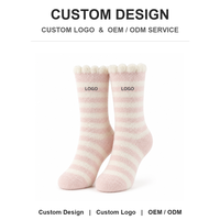 Chaussettes en laine personnalisées OEM ODM pour femmes, à revers volanté, rayées, douces et confortables, en tricot, pour la maison et le salon, vente en gros