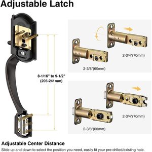 Manija de Puerta Delantera Calzibeno, Bronce Envejecido, Diseño Tradicional de Zinc, Fácil Instalación, Reversible, para Puerta de Entrada - Product Image 4