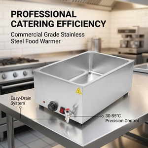 Bain-marie professionnel en acier inoxydable avec drain, chauffe-plats électrique pour hôtels, buffets et restaurants - Product Image 1