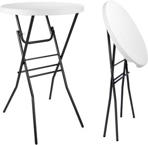 Table de bar à cocktails pliante en plastique HDPE, ronde, blanche, 80 cm (32 pouces), pour événements et mariages, vente en gros - Product Image 1