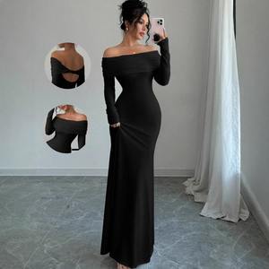 <span class=keywords><strong>Abito</strong></span> da Sera Elegante con Spalle Scoperte, Schiena Incrociata, Aderente e Lungo per Ospiti di Matrimonio, Acquistabile Online - Product Image 3