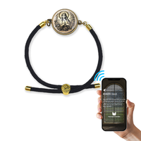 Bracelet Chrétien Étanche NFC RFID en Métal, Verre & Cordon en Nylon avec Musique & Verset Biblique 213 OEM/ODM Noir Sans Recharge
