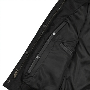 <b>Men's</b> Black Genuine <b>Leather</b> Windproof Casual Moto <b>Vest</b> Stand Collar Covered Button Closure Sleeveless Outerwear Winter - Product Image 5