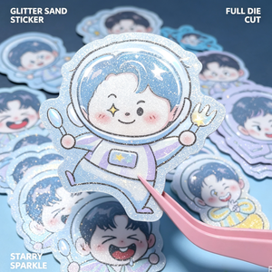 Pegatinas de Vinilo Autoadhesivas Personalizadas con Diseño de Gato de Arena Brillante, Acabado Luminoso, Estilo Kawaii, de Dibujos Animados - Product Image 3
