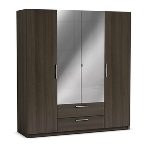 OEM Light Luxury <strong>Mirror</strong> Door Wooden <strong>Black</strong> <strong>Wardrobe</strong> for Bedroom Combined Closet - Product Image 3