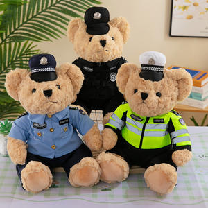 Atacado <span class=keywords><strong>Teddy</strong></span> <span class=keywords><strong>Bear</strong></span> Plush Toy Policial Uniforme Máquina Cupcake Boneca Urso De Polícia Malha Polícia Tráfego Urso Boneca Traje - Product Image 2