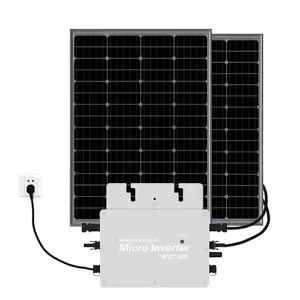 Inverter mikro 300W, 600W 800W 410 panel surya hitam penuh untuk sistem tenaga surya balkon