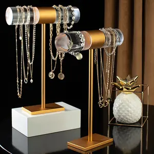 Accesorios de joyería de metal de lujo, estantes para collar, pulsera, conjunto de soporte de exhibición de joyería para tienda