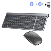 Combo Clavier et Souris Sans Fil Rechargeable Pleine Taille Bt 5.0 & 2.4G pour Ordinateur Portable, Netbook, PC et Tablette