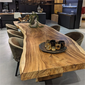 Muebles <span class=keywords><strong>de</strong></span> <span class=keywords><strong>Cocina</strong></span> <span class=keywords><strong>de</strong></span> <span class=keywords><strong>Alta</strong></span> Calidad, <span class=keywords><strong>Mesa</strong></span> <span class=keywords><strong>de</strong></span> Comedor <span class=keywords><strong>de</strong></span> Madera <span class=keywords><strong>de</strong></span> Nogal con Borde Natural para Restaurante - Product Image 2