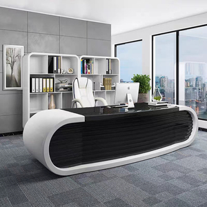 2024 Newest Commercial Furniture Luxury Modern Design Manager Ceo Boss Office Executive l Shaped Office Desk <strong>Bureau</strong> De Travail - Product Image 3