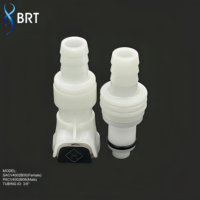 Raccord rapide en plastique pour tuyau 1/4" 5/16" 3/8" avec valve, connecteur de raccordement pour système d'air / ligne pneumatique