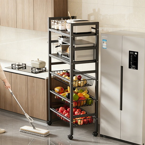 Chariot à micro-ondes en métal à 3/4/5 niveaux avec paniers amovibles, roues verrouillables et poignée pour la <span class=keywords><strong>cuisine</strong></span>, le salon, le bureau - Product Image 5