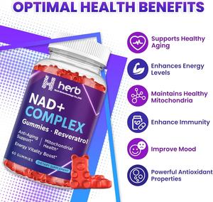 Compléments alimentaires à base de plantes pour adultes en marque privée OEM, vitamines K2 D3, collagène, resvératrol, berbérine, croissance des cheveux, NAD+, biotine, gommes - Product Image 4