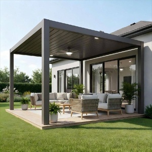 Pérgola Bioclimática de Aluminio Impermeable <span class=keywords><strong>para</strong></span> Exteriores OEM <span class=keywords><strong>3X3</strong></span> 3X4 4X4 6X4m, Pérgola con Techo de Láminas de Aluminio - Product Image 1