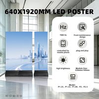 Pantalla LED Plegable P1.25 P1.53 P1.86 P2 P2.5 de 640*1920mm, Letrero Digital de Pie para Publicidad, Alto Brillo, Control por Aplicación Móvil, HD