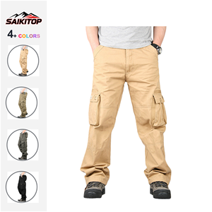 Pantalones Casuales Holgados con Múltiples Bolsillos para Hombre, Pantalones Cargo de Trabajo de Algodón de Talla Grande para Hombre para Exteriores - Product Image 1