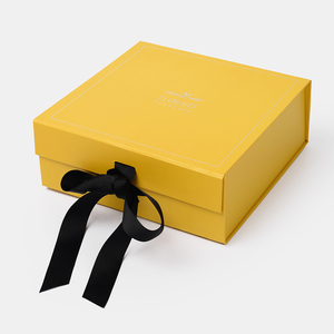 Yellow Collapsible Rigid Cardboard Gift Folding Box With Magnetic Closure for cloth and shoes